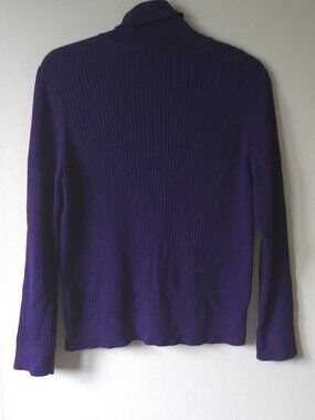 Northern Reflections Womens Purple Turtleneck Sweater 100% Cotton Ribbed Knit XL